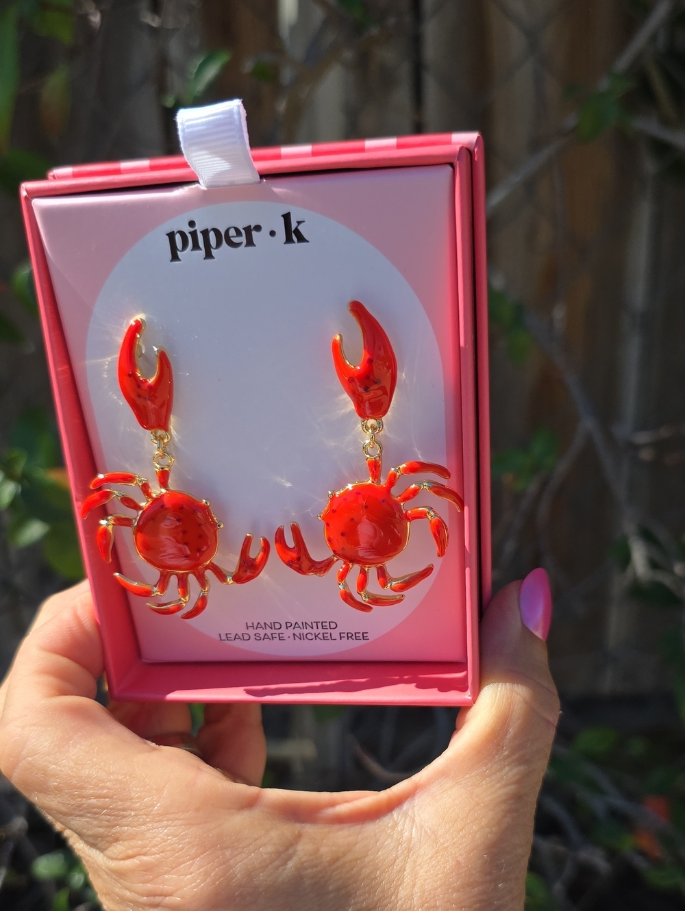 Piper K Red Crab Dangle Earrings